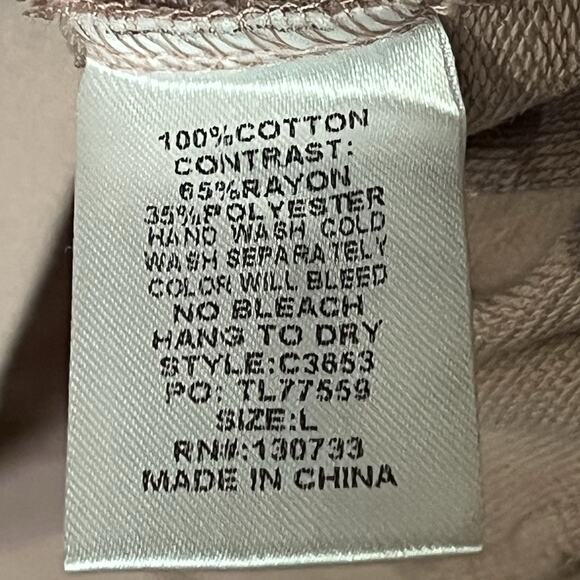 UMGEE French Terry Bandana Hoodie Women’s Size L Mixed Print Raw Seams Loose Fit - Picture 12 of 12